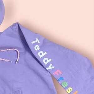 Teddy Fresh Purple Hooded Drawstring Pullover Sweatshirt